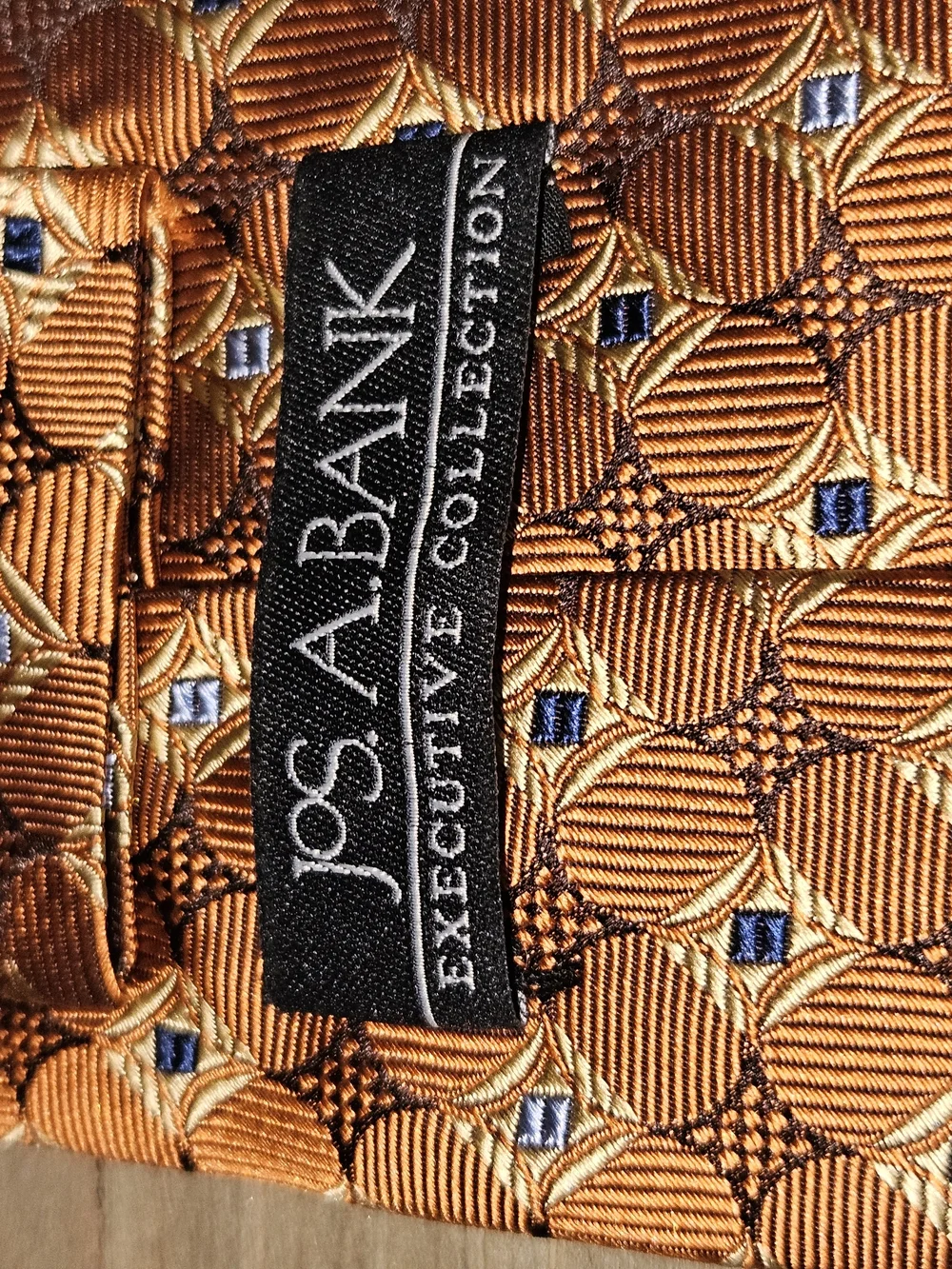 Jos. A. Bank Orange and Blue Geometric Silk Tie
